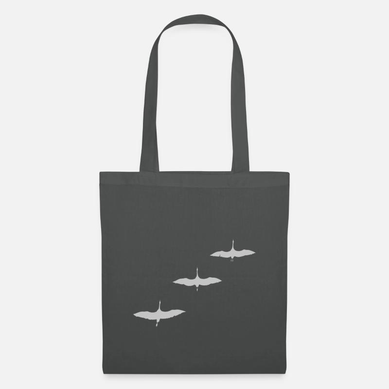 KRANICH STORCHFORMATIONSFLUG ZUGVOGEL - Stoffbeutel - Graphite