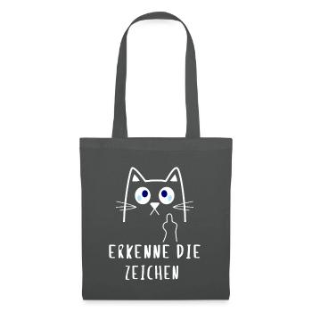 Erkenne die Zeichen - Katzen Design Mittelfinger - Stoffbeutel - Graphite - Vorne