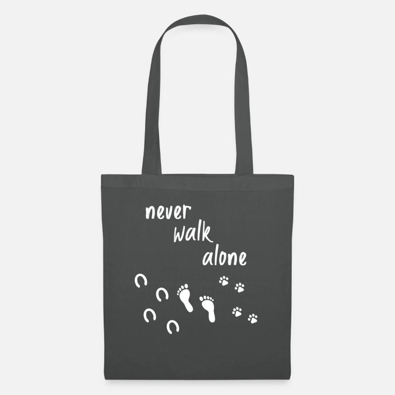 Never walk alone Pferd Hund Gassi gehen Reiten - Stoffbeutel - Graphite