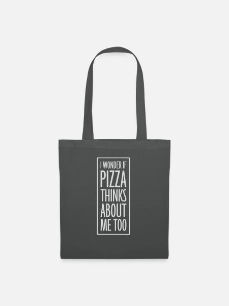 pizza thinks about me - Stoffbeutel - Graphite