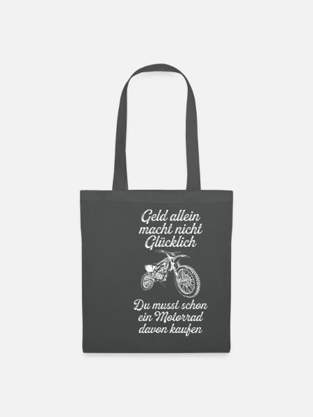 Motorrad Geld Spruch, Glück, Biker Geschenkidee - Stoffbeutel - Graphite