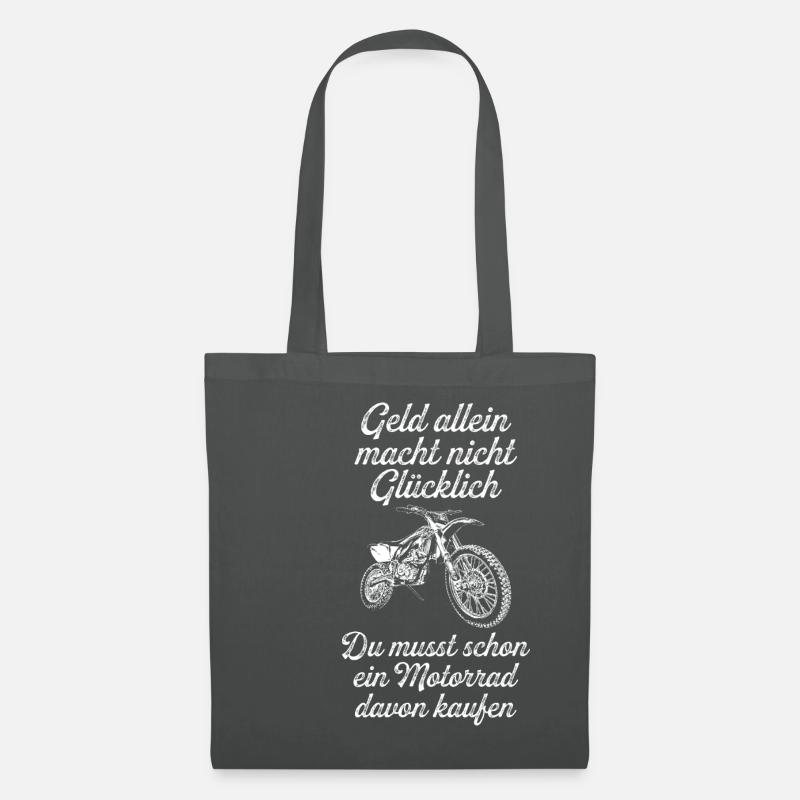 Motorrad Geld Spruch, Glück, Biker Geschenkidee - Stoffbeutel - Graphite