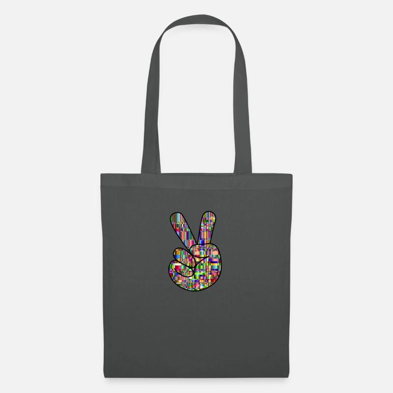 Buntes Peace Symbol - Geschenkidee - Stoffbeutel - Graphite