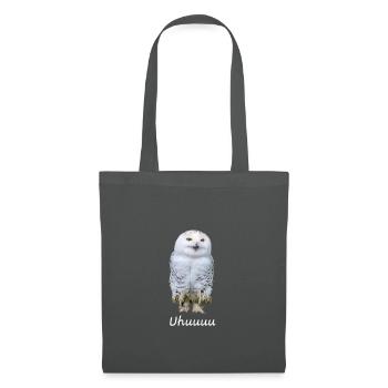 Lustiges Uhu Eulen-T-Shirt – „Uhuuuu!“ - Stoffbeutel - Graphite - Vorne
