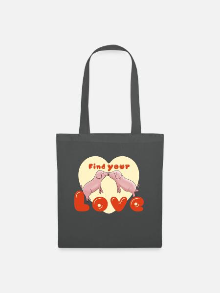 Schweinchen in Love - Stoffbeutel - Graphite