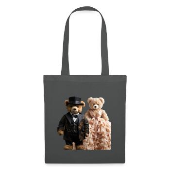 Deux ours en peluche nouvellement mariés - Sac en tissu - gris graphite - Devant