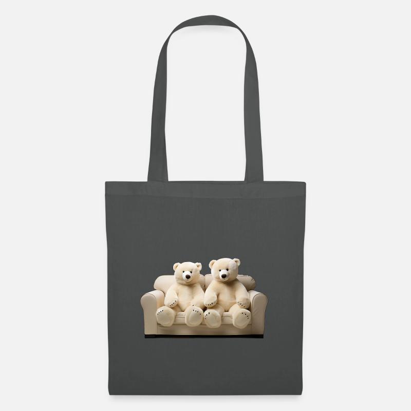 Zwei glückliche Eis-Teddybären auf dem Sofa - Stoffbeutel - Graphite