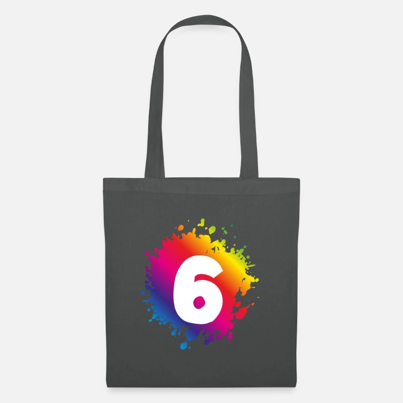 6 Zahl Klecks - Stoffbeutel - Graphite