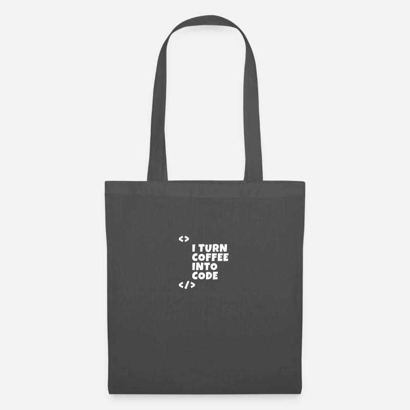 I turn coffee into code Programmierer Entwickler - Stoffbeutel - Graphite