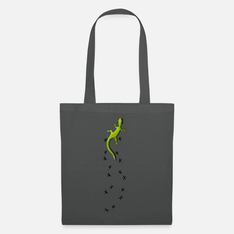Gecko mit Spuren klettern krabbeln cooles Geschenk - Stoffbeutel - Graphite