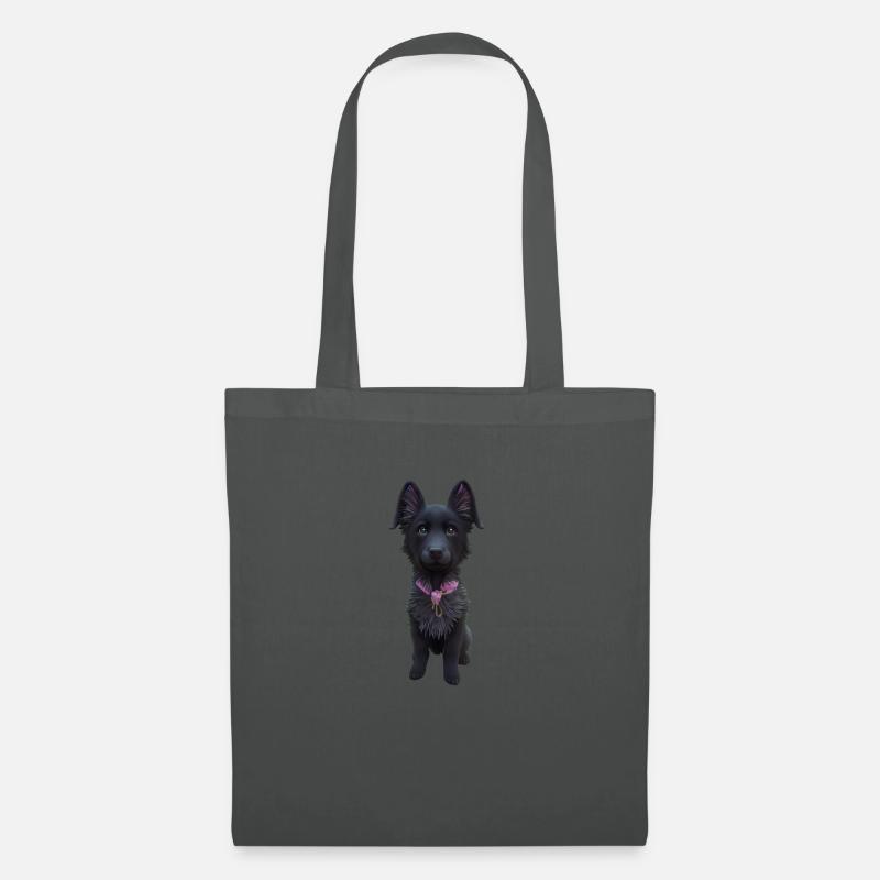 Schwarzer Schäferhund - Stoffbeutel - Graphite