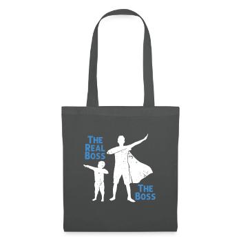 The Real Boss Vater Sohn Vatertag Papa Geschenk - Stoffbeutel - Graphite - Vorne