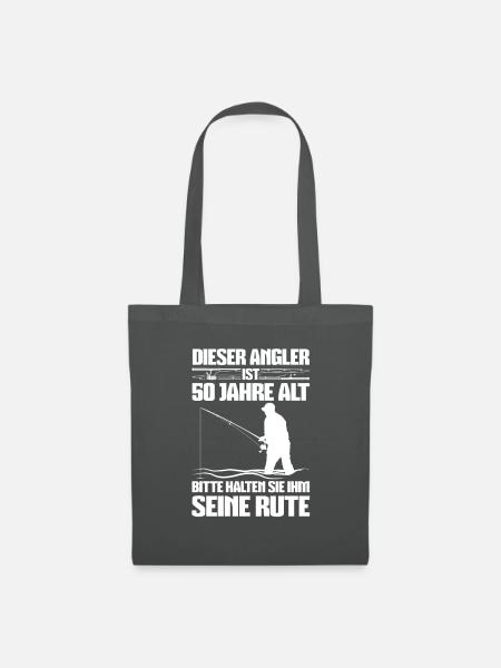 Angler 50 Jahre 50. Geburtstag - Stoffbeutel - Graphite