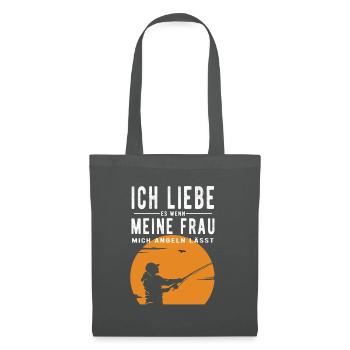 Ich liebe meine Frau wenn sie mich angeln lässt - Stoffbeutel - Graphite - Vorne