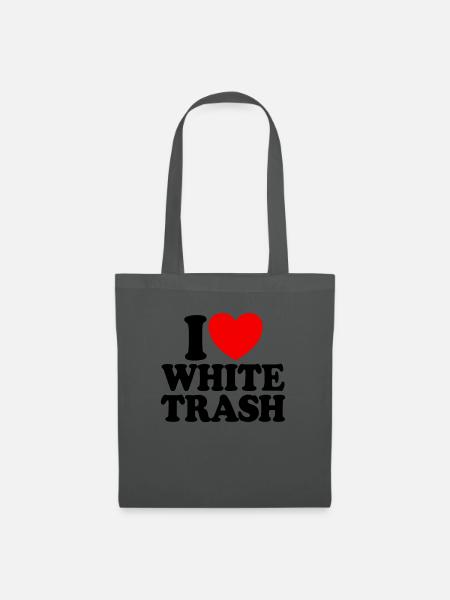 Ich liebe wei�en M�ll lustige Redneck -Herz wei�er - Stoffbeutel - Graphite