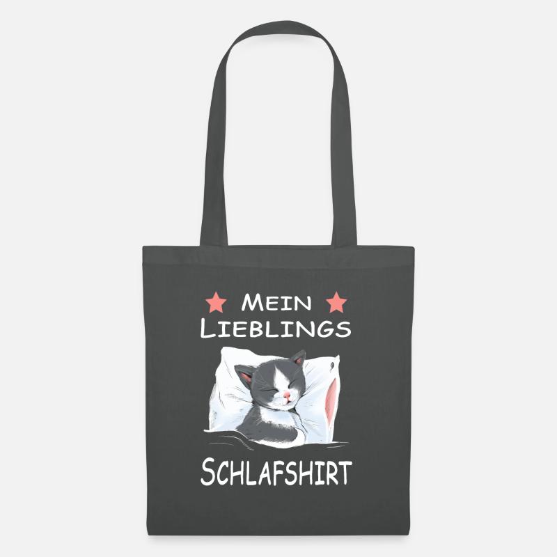 Katze Schlafshirt Geschenk - Stoffbeutel - Graphite