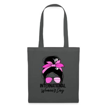 Internationaler Frauentag Messy Br�tchen 8. M�rz - Stoffbeutel - Graphite - Vorne