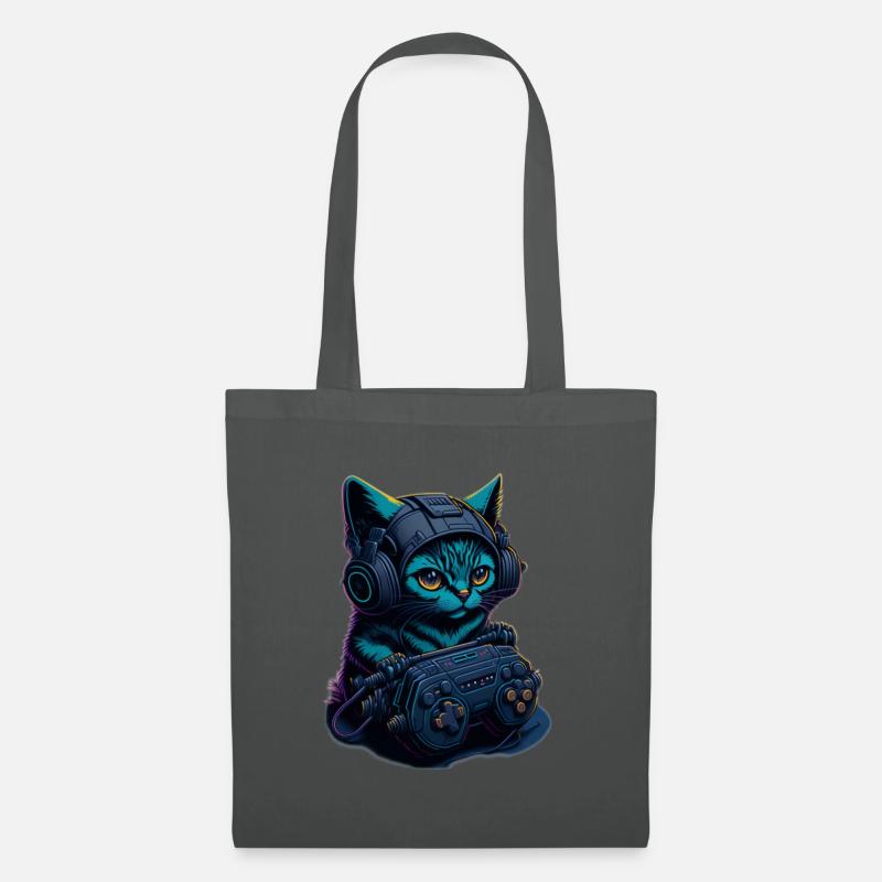 Gaming Katze - Stoffbeutel - Graphite