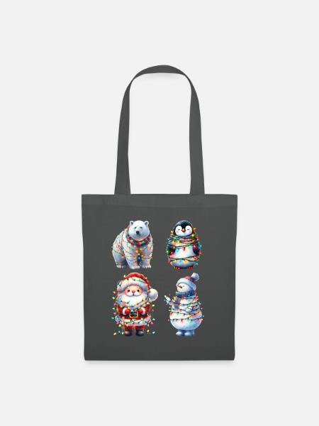 Four friends with fairy lights - Tote Bag - graphite grey
