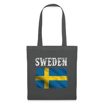 Sweden,Schweden Flagge Vintage look - Stoffbeutel - Graphite - Vorne