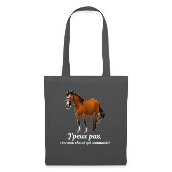 Mon cheval commande (blanc) - Sac en tissu - gris graphite - Devant