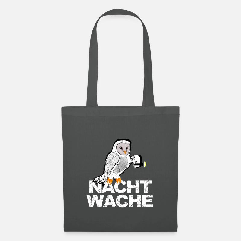 Nachtwache Eule mit Taschenlampe im Wachdienst - Stoffbeutel - Graphite