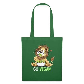Go Vegan Lustiger Löwe | Veganer Geschenk - Stoffbeutel - Fichte - Vorne