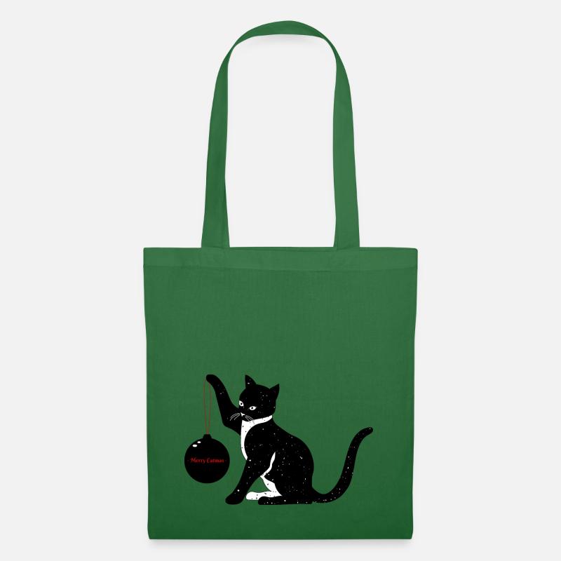 Weihnachten Katze Merry Catmas Kugel Geschenk - Stoffbeutel - Fichte