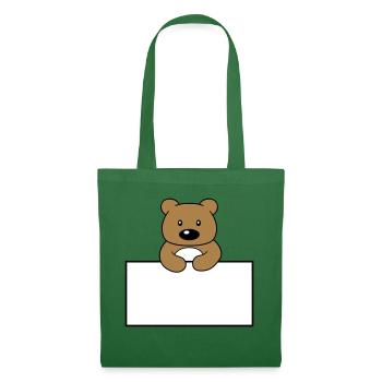 name shield frame text write teddy grizzly ba - Tote Bag - evergreen - Front