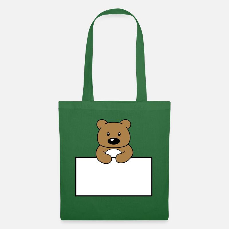 name schild rahmen text schreiben teddy grizzly ba - Stoffbeutel - Fichte