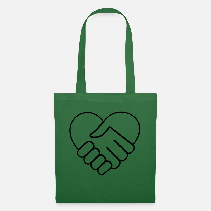 Hand in Hand Herz ohne Farbe - Stoffbeutel - Fichte