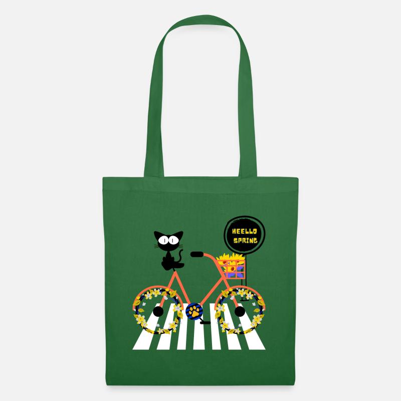 Hello Spring - Spring Cat - Spring Time Gardeners - Tote Bag - evergreen