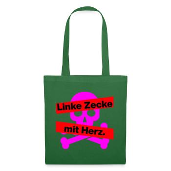 LINKE ZECKE MIT HERZ PINKES STATEMENT GEGEN RECHTS - Stoffbeutel - Fichte - Vorne