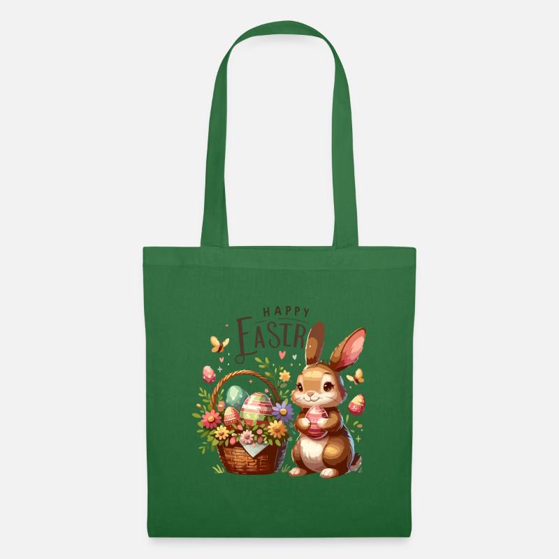 Happy Easter Bunnies Easter Egg Basket - Tote Bag - evergreen
