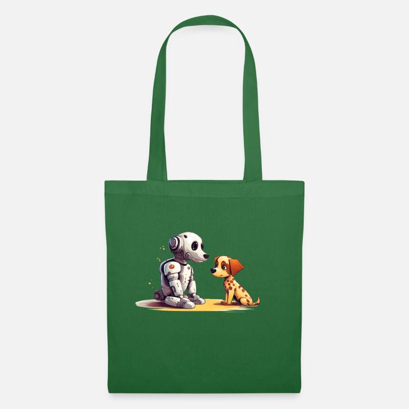 Freunde "Hund und Roboter" Shirt Freundschaft - Stoffbeutel - Fichte