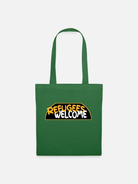 Flüchtlinge willkommen retro logo - Stoffbeutel - Fichte