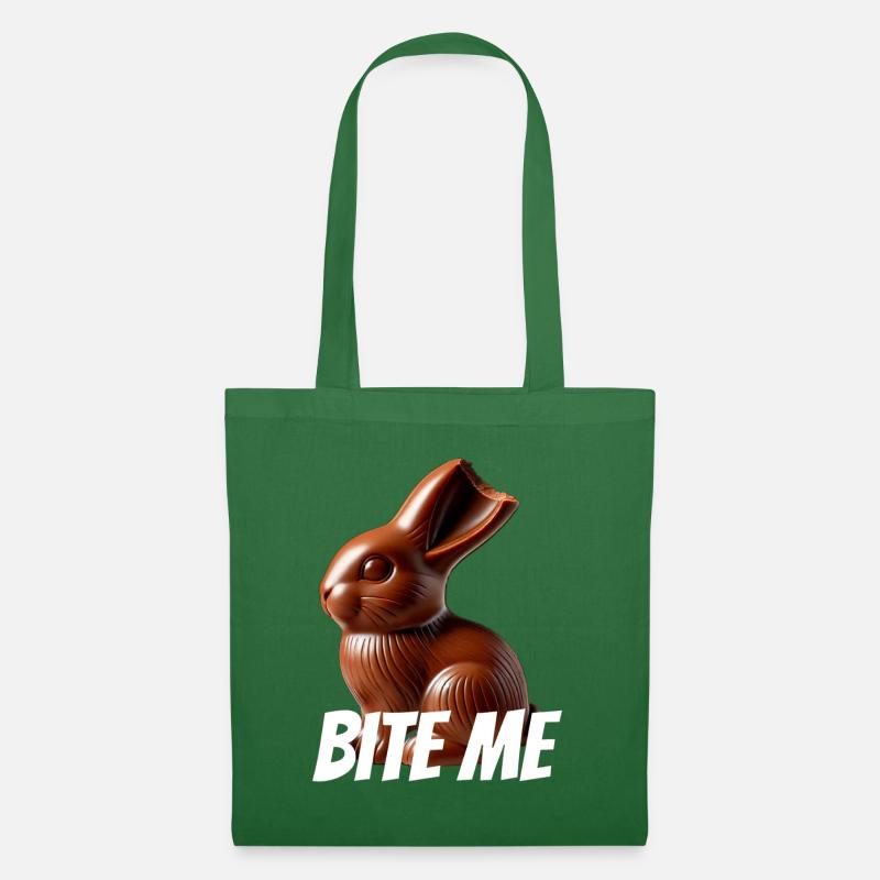 🍫 Bite Me – Lustiger Schokoladenhase 🐰 - Stoffbeutel - Fichte