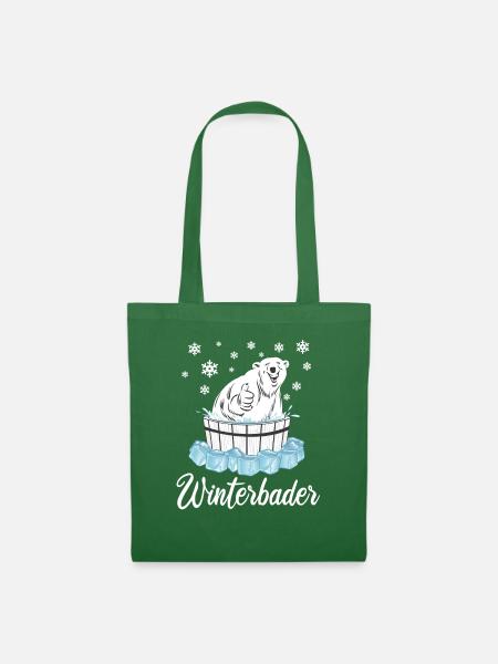Winterbader Eisbär Eisbaden Eisbad Spruch - Stoffbeutel - Fichte