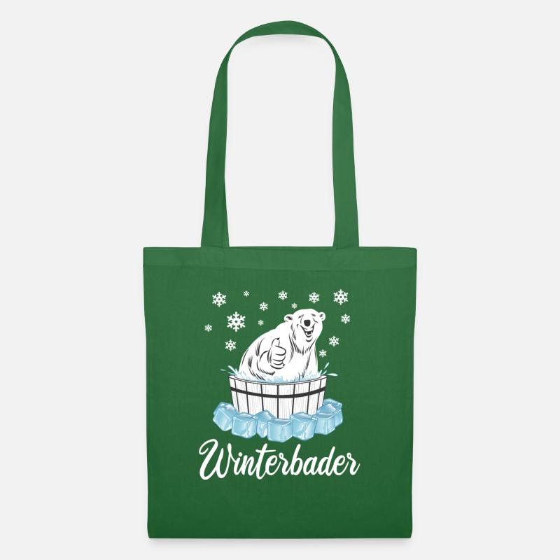 Winterbader Eisbär Eisbaden Eisbad Spruch - Stoffbeutel - Fichte
