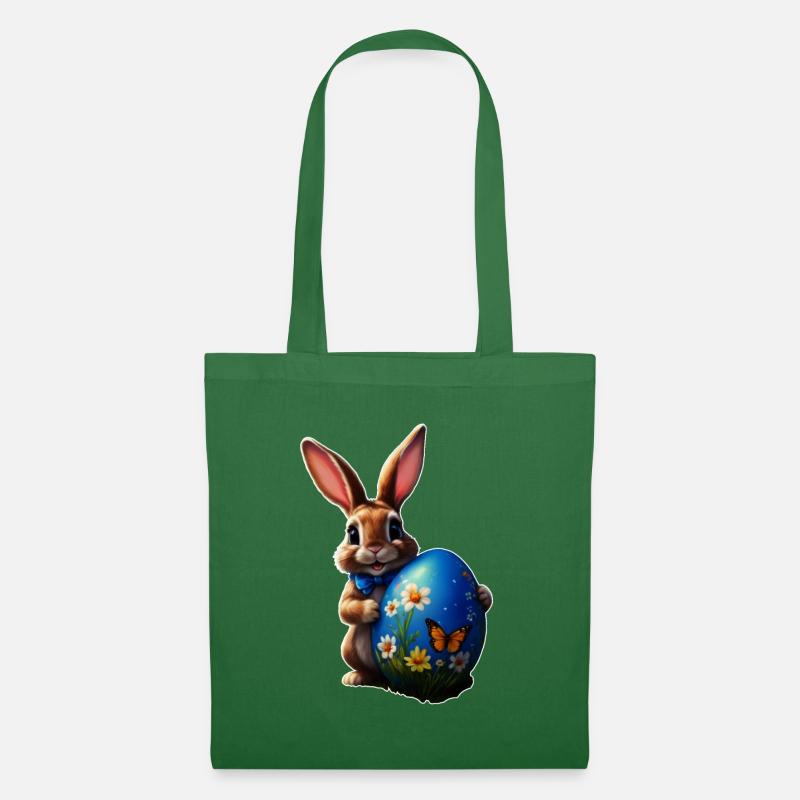 Little Easter Bunny with Blue Easter Egg - Tote Bag - evergreen