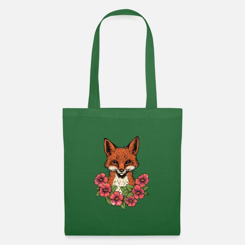 Fuchs in Blumen - Stoffbeutel - Fichte