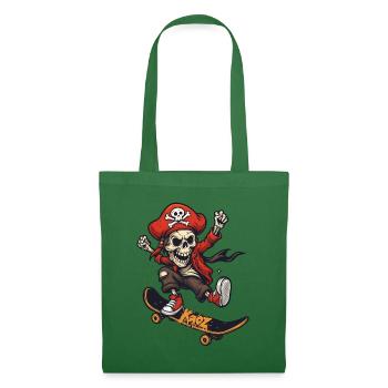 Skateboard Pirate Skeleton with Red Hat - Tote Bag - evergreen - Front