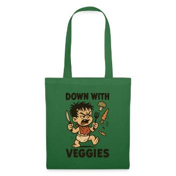 Angry child with cutlery and vegetables - Tote Bag - evergreen - Front