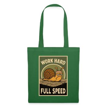 Escargot avec bandeau et dicton au look rétro - Sac en tissu - vert sapin - Devant