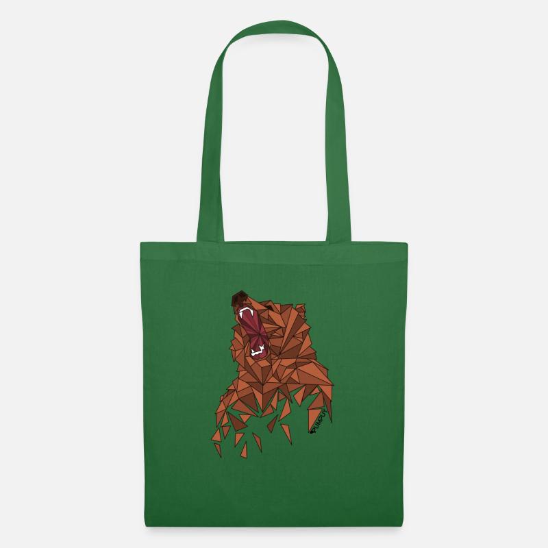 Roaring bear with geometry design - Tote Bag - evergreen