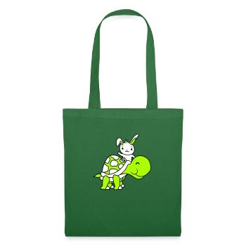 Bunny Big Giant Turtle Riding Waving Cute - Tote Bag - evergreen - Front