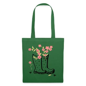 Garten mit Blumen und Stiefel - Stoffbeutel - Fichte - Vorne