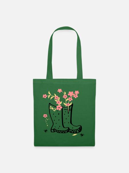 Garten mit Blumen und Stiefel - Stoffbeutel - Fichte