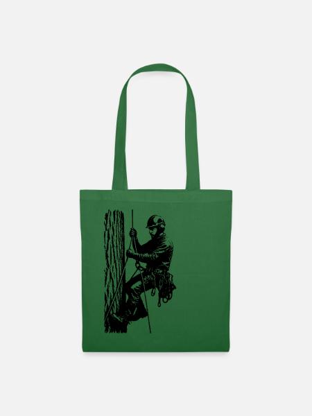 Arborist/Baumkletterer (Schwarze Silhouette) - Stoffbeutel - Fichte