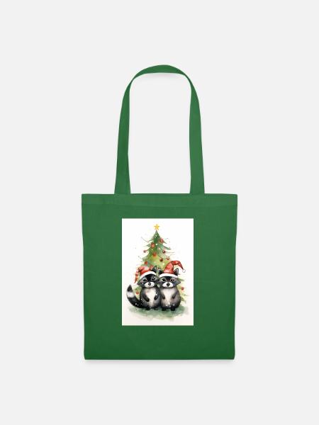 Weihnachtswaschbären - Stoffbeutel - Fichte